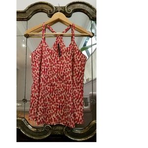 Red / Cream Racerback Sleeveless Blouse Cami Tank